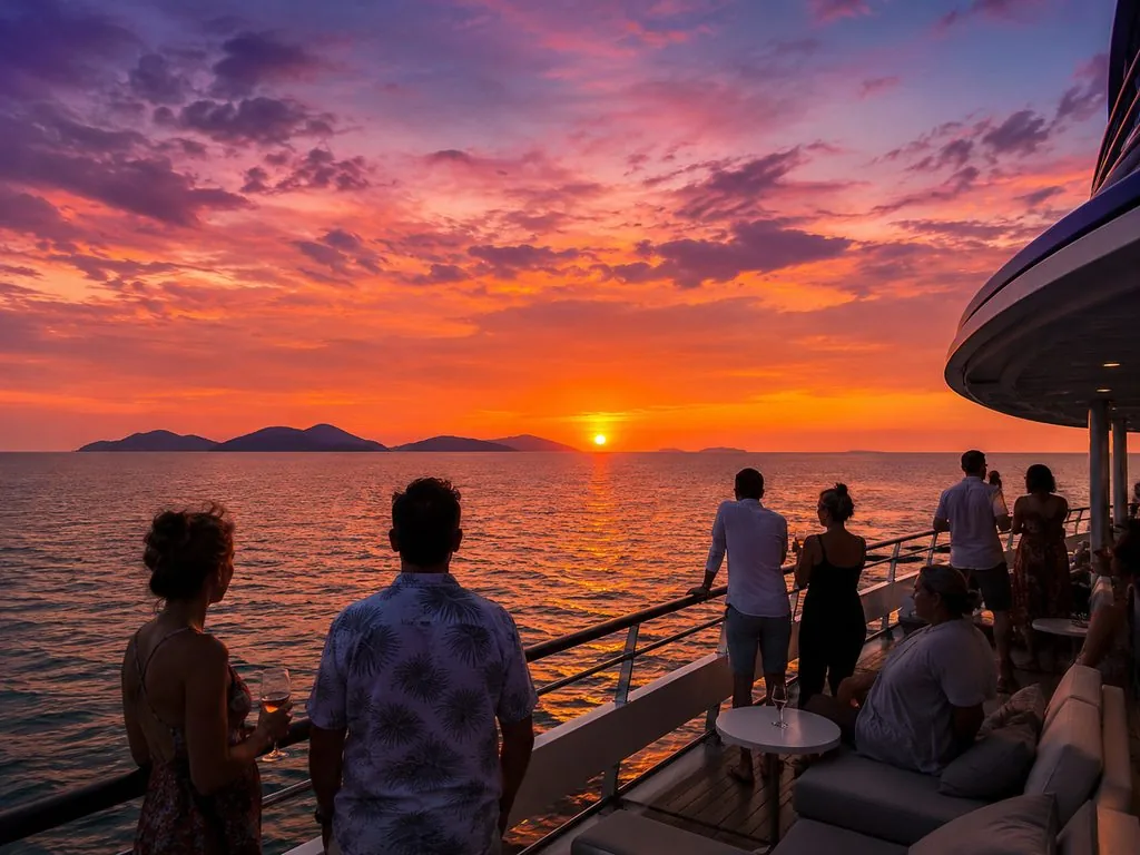 Sunset over the water from YONA’s Sunset Terrace